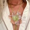 halsketting met maxi bloem in koper en groen