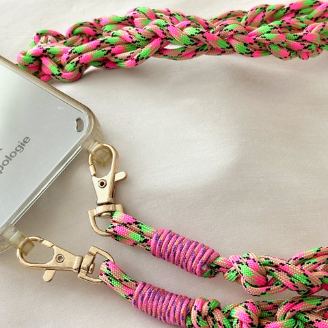 neon roze en groen telefoonkoord - MAXI